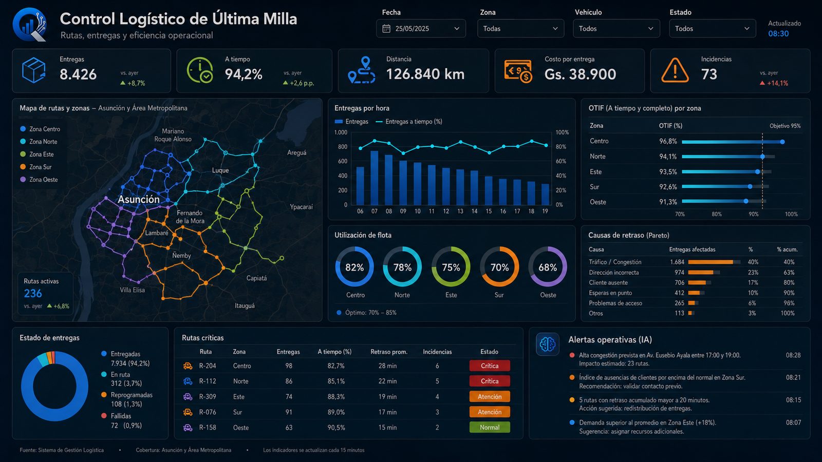 Dashboard Logístico de Última Milla en Power BI - Quantux AI